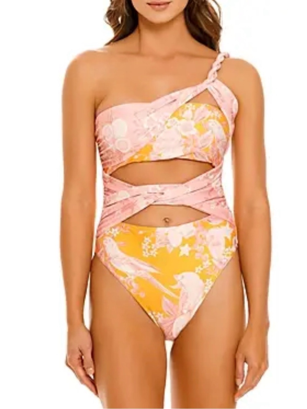 Agua Bendita Gemma Floral Cut Out Braided One Piece Swimsuit Small